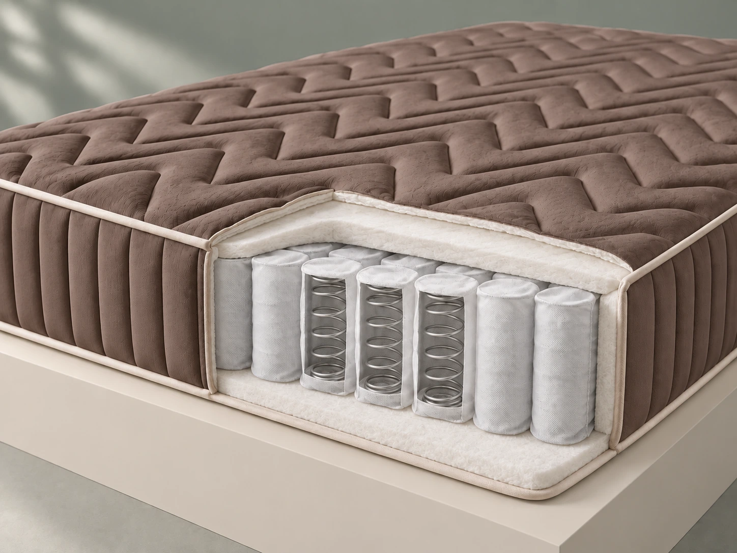 Cutaway illustration of HAVEN independent fabric-wrapped pocket springs, with opened sleeves revealing the spring coils