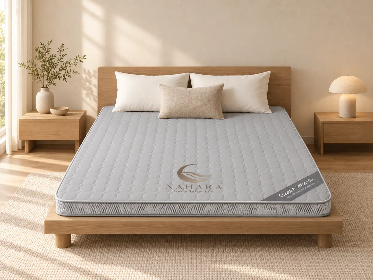 NEST 1.0 mattress in Grey, viewed from the foot of the bed